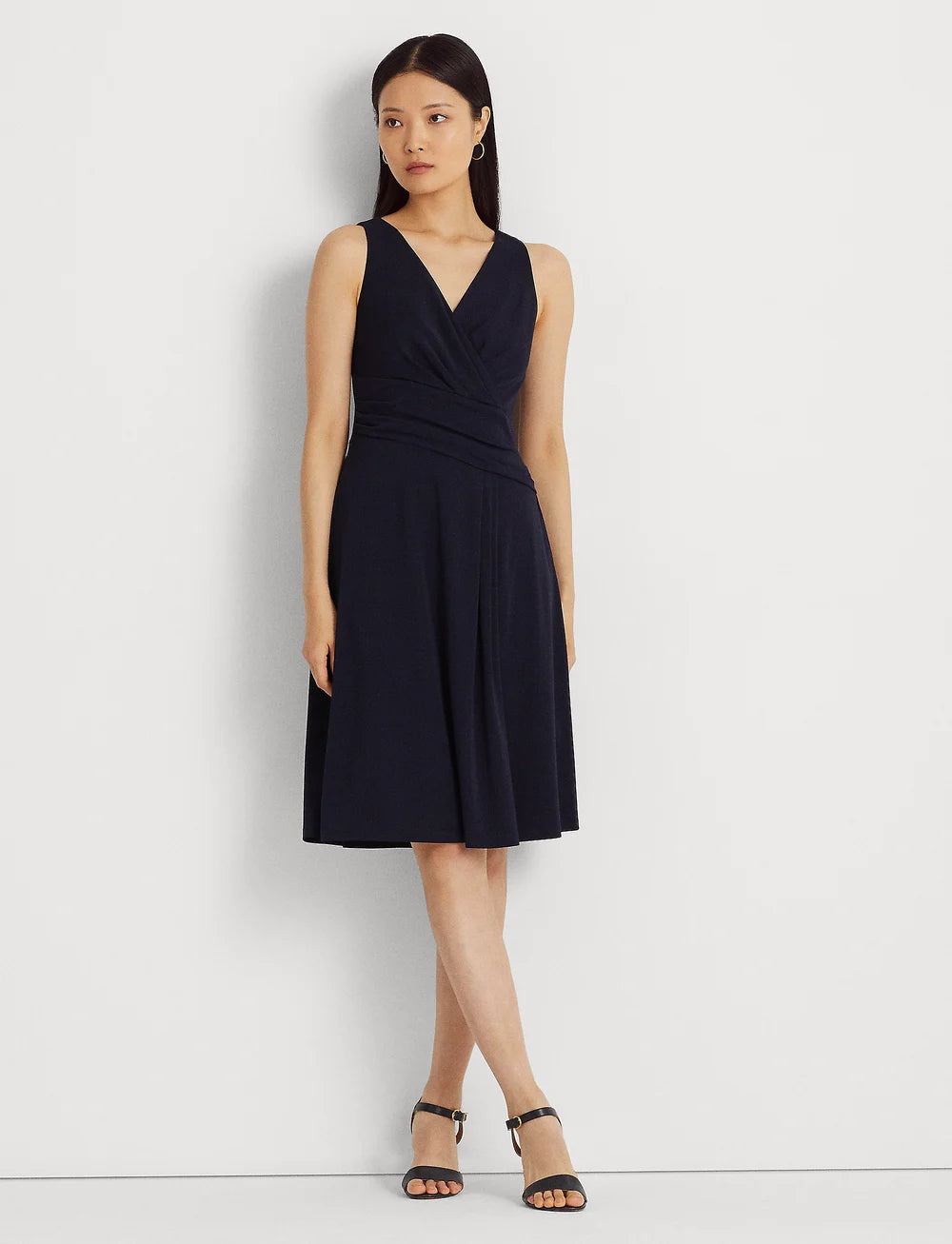 Surplice Jersey Sleeveless Dress